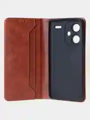 Коричневый чехол-книжка GQ Lite для Xiaomi Redmi Note 13 Pro Plus из высококачественной кожи