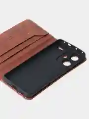 Коричневый чехол-книжка GQ Lite для Xiaomi Redmi Note 13 Pro Plus из высококачественной кожи