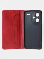 Красный чехол-книжка GQ Lite для Xiaomi Redmi Note 13 Pro Plus из высококачественной кожи