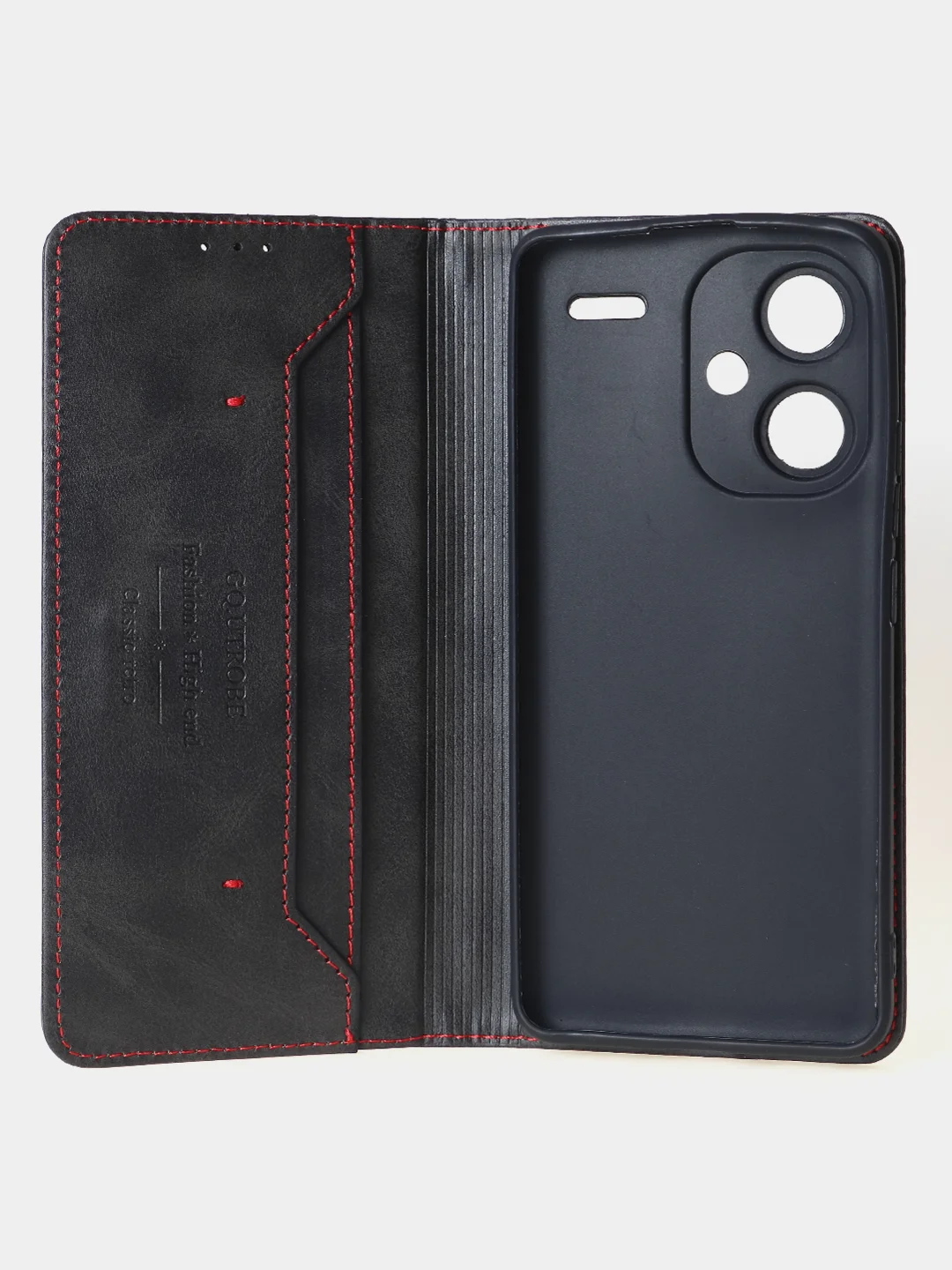 Черный чехол-книжка GQ Lite для Xiaomi Redmi Note 13 Pro Plus из высококачественной кожи