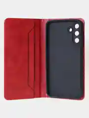 Алый чехол-книжка для Samsung A15 из высококачественной искусственной кожи