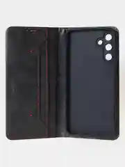 Угольный чехол-книжка для Samsung A15 из высококачественной искусственной кожи