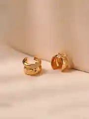 Золотой женские серьги - каффы со стразами