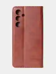 Коричневый чехол для Samsung A55 книжка из кожи, накладка (бампер)