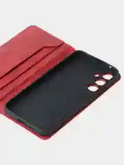 Вишнёвый чехол для Samsung A55 книжка из кожи, накладка (бампер)