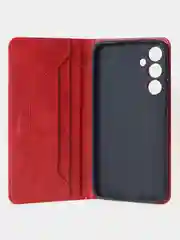 Вишнёвый чехол для Samsung A55 книжка из кожи, накладка (бампер)
