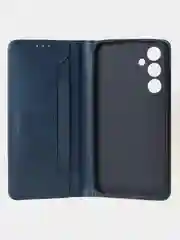 Синий меланж чехол для Samsung A55 книжка из кожи, накладка (бампер)