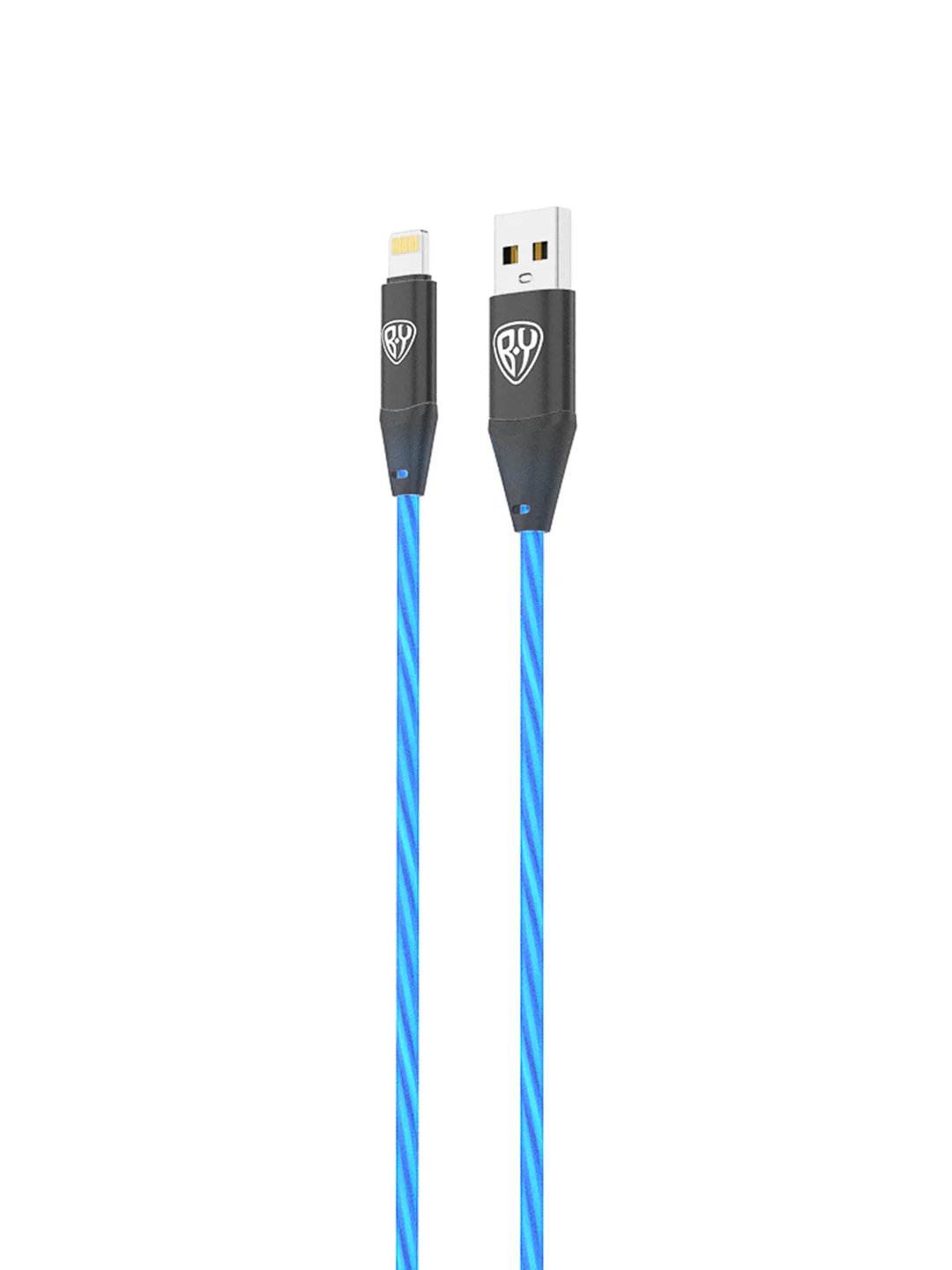 Кабель для зарядки светящийся iP, 1 м, 2.4 А, быстрая зарядка, LED подсветка синяя