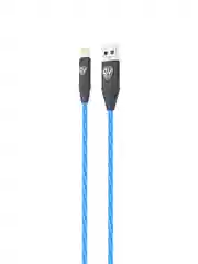 Кабель для зарядки светящийся iP, 1 м, 2.4 А, быстрая зарядка, LED подсветка синяя