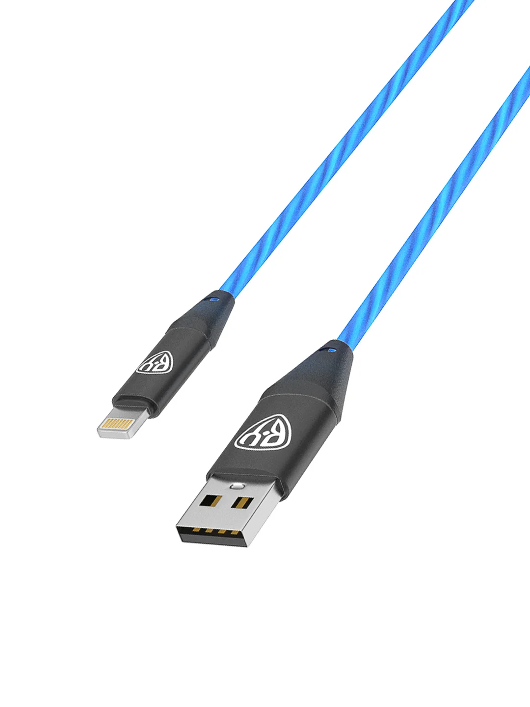 Кабель для зарядки светящийся iP, 1 м, 2.4 А, быстрая зарядка, LED подсветка синяя