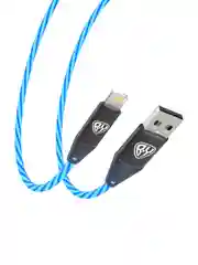 Кабель для зарядки светящийся iP, 1 м, 2.4 А, быстрая зарядка, LED подсветка синяя
