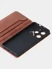 Коричневый чехол-книжка для Tecno Pova 6 Pro из высококачественной искусственной кожи