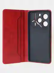 Красный чехол-книжка для Tecno Pova 6 Pro из высококачественной искусственной кожи