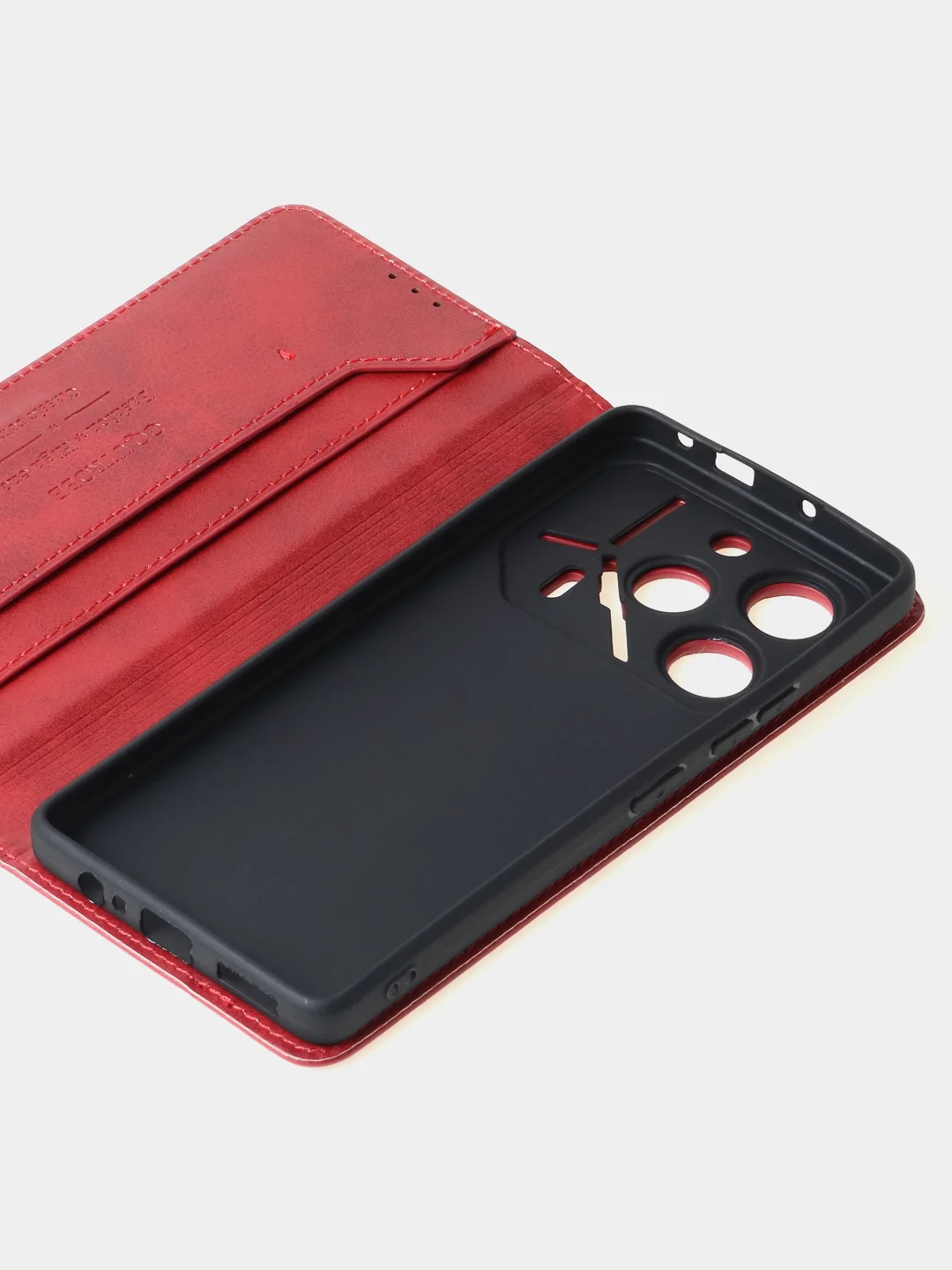 Красный чехол-книжка для Tecno Pova 6 Pro из высококачественной искусственной кожи