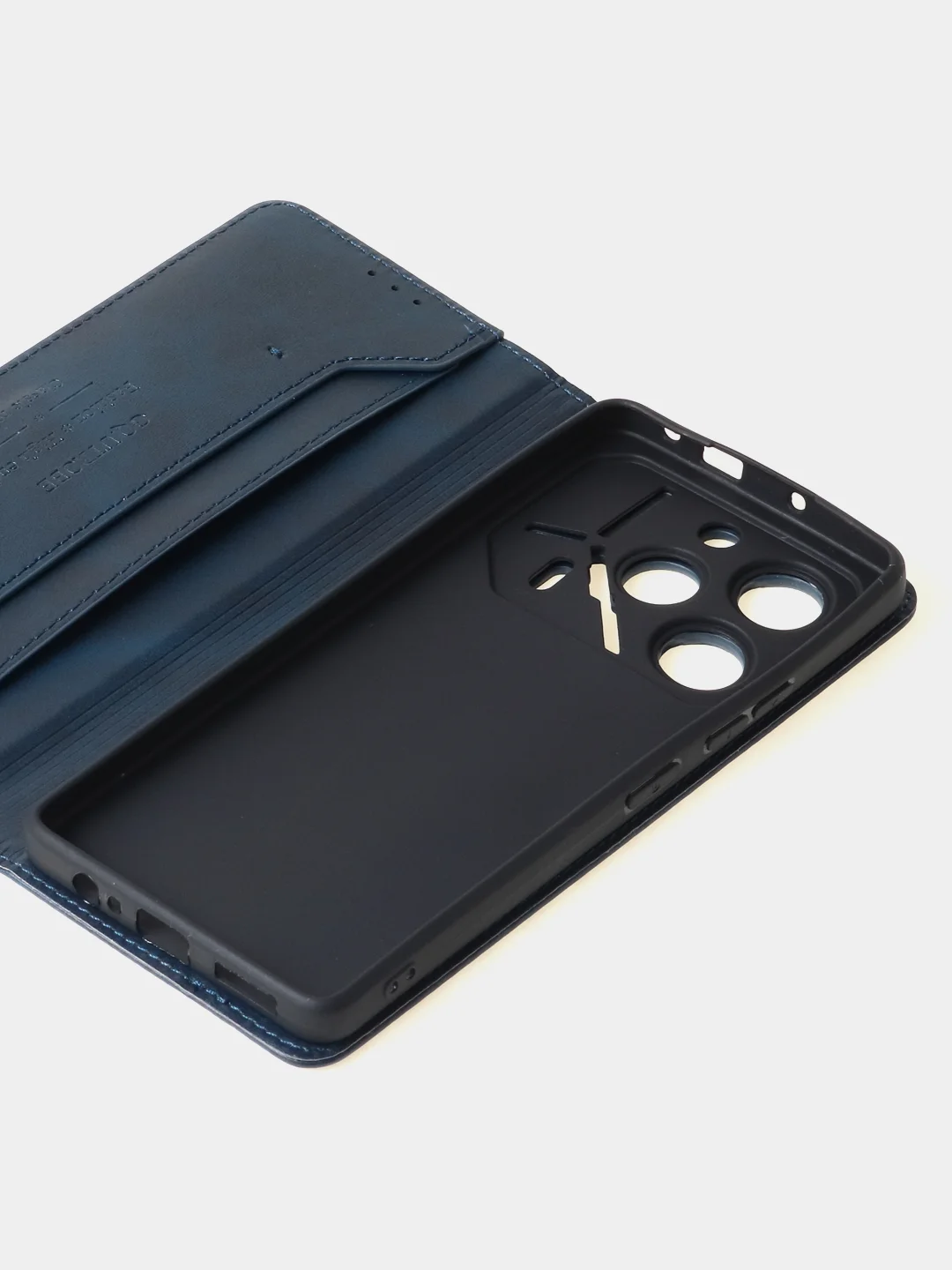 Синий чехол-книжка для Tecno Pova 6 Pro из высококачественной искусственной кожи