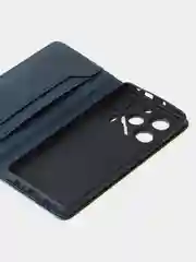 Синий чехол-книжка для Tecno Pova 6 Pro из высококачественной искусственной кожи