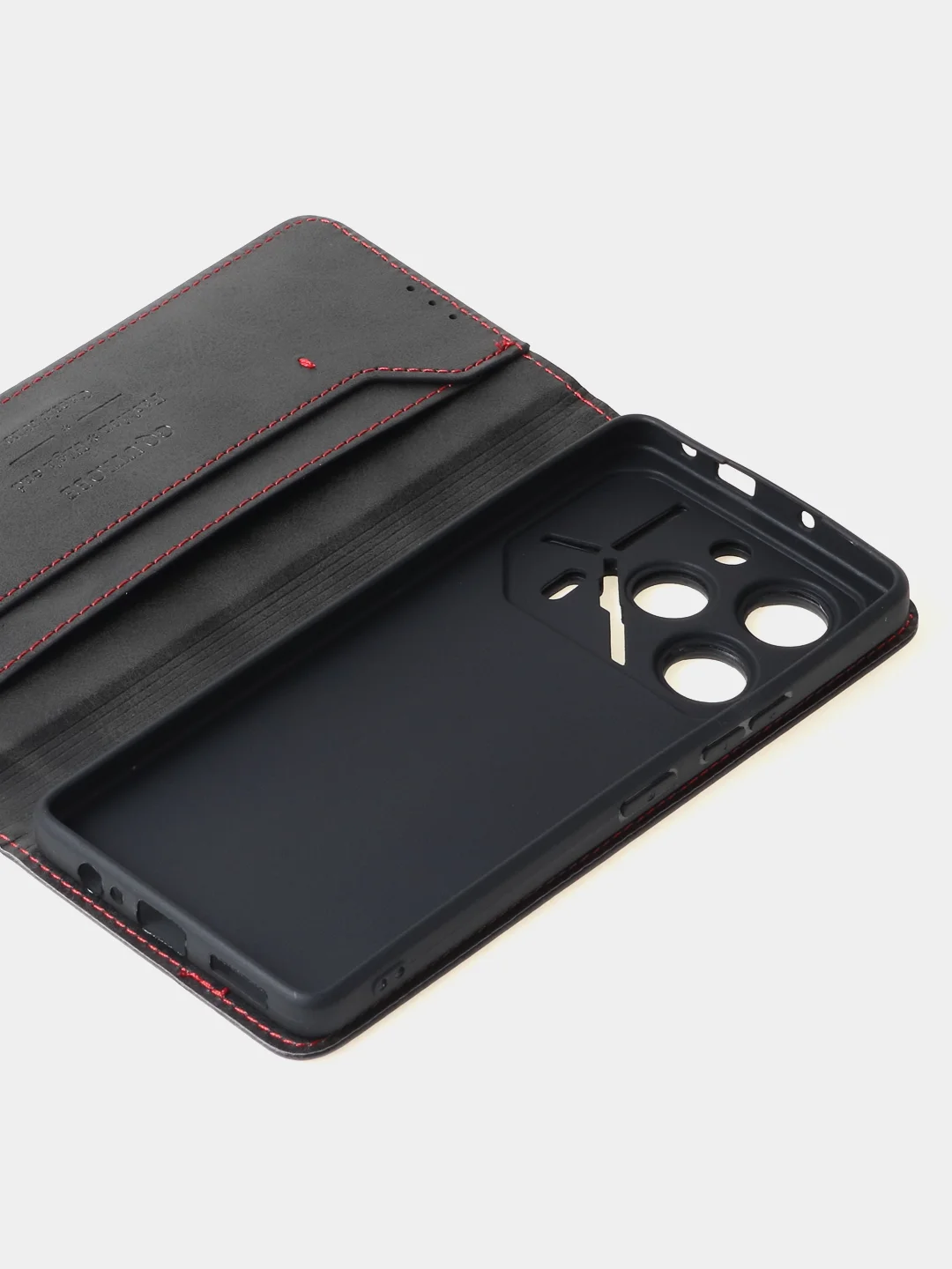 Черный чехол-книжка для Tecno Pova 6 Pro из высококачественной искусственной кожи