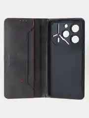 Черный чехол-книжка для Tecno Pova 6 Pro из высококачественной искусственной кожи
