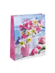 Пакет подарочный бумажный Букет, 26x32x9 см, 4 дизайна