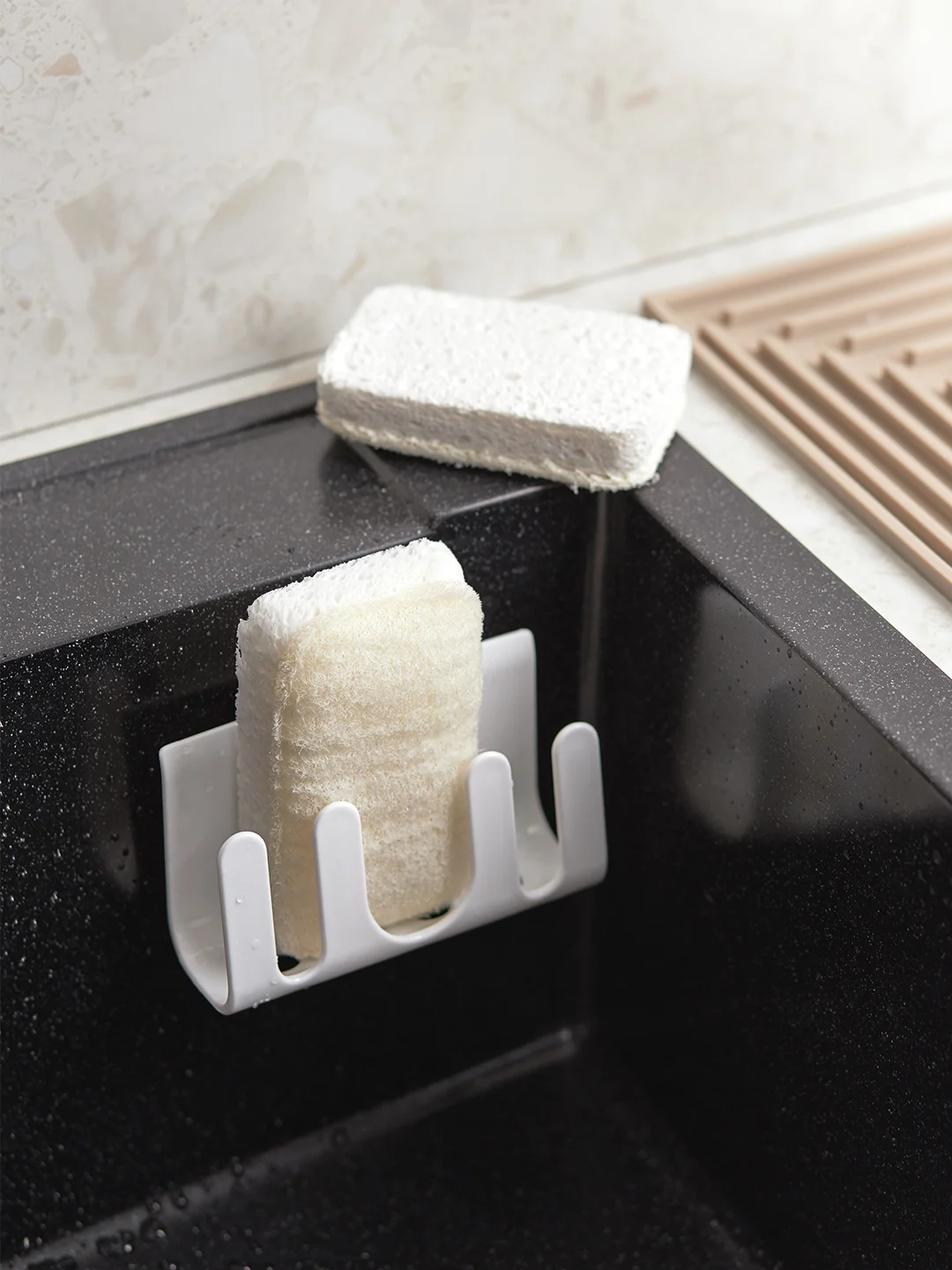 Губки для мытья посуды экологичные из люфы и целлюлозы Eco Sponge набор из 2 шт
