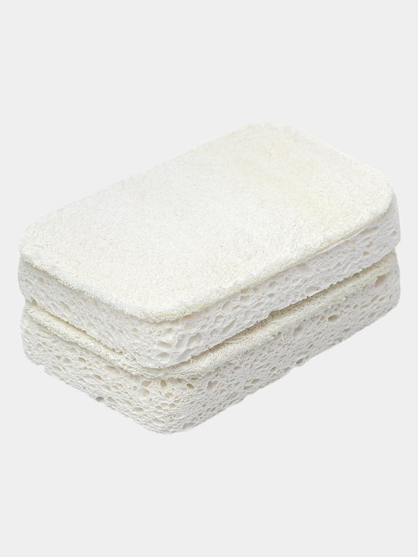 Губки для мытья посуды экологичные из люфы и целлюлозы Eco Sponge набор из 2 шт