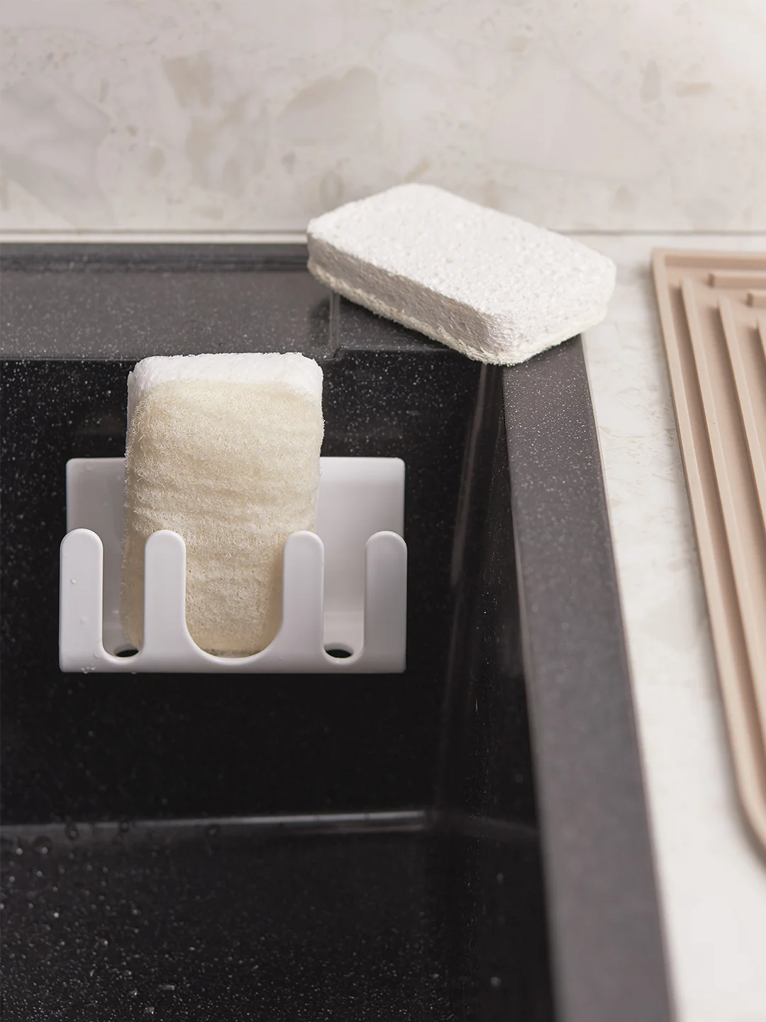 Губки для мытья посуды экологичные из люфы и целлюлозы Eco Sponge набор из 2 шт