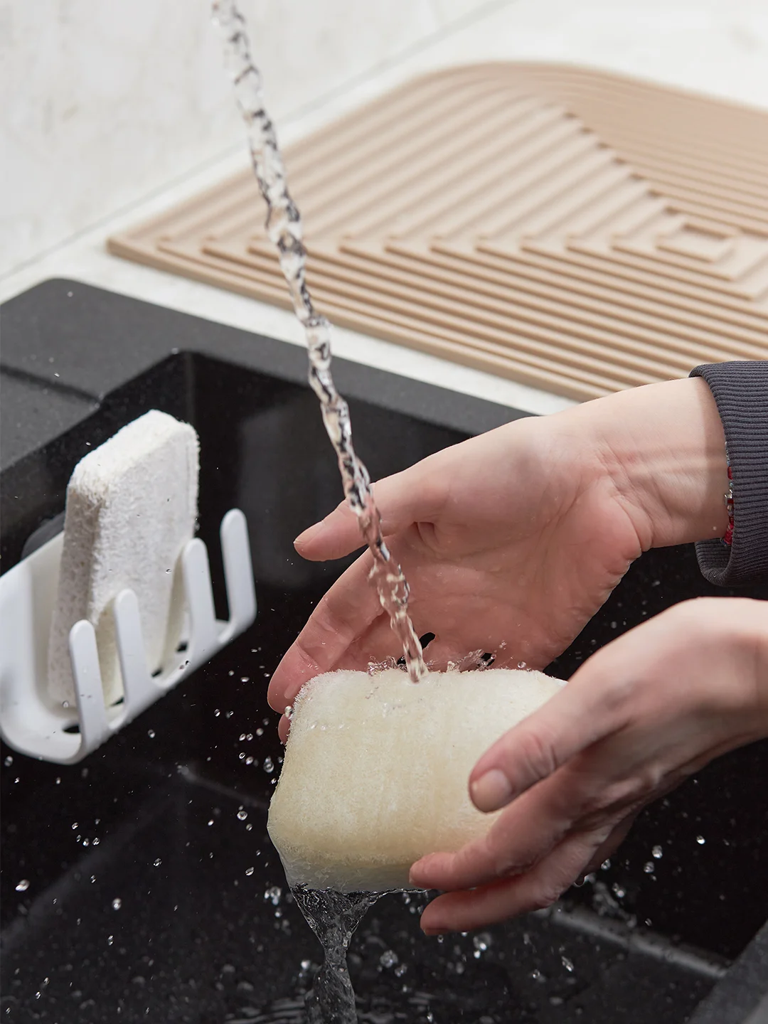 Губки для мытья посуды экологичные из люфы и целлюлозы Eco Sponge набор из 2 шт