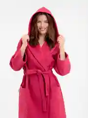 Голубой халат банный с капюшоном вафельный, Lilians