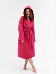 Вишнёвый халат банный с капюшоном вафельный, Lilians
