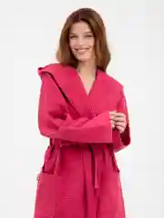 Вишнёвый халат банный с капюшоном вафельный, Lilians