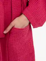 Вишнёвый халат банный с капюшоном вафельный, Lilians