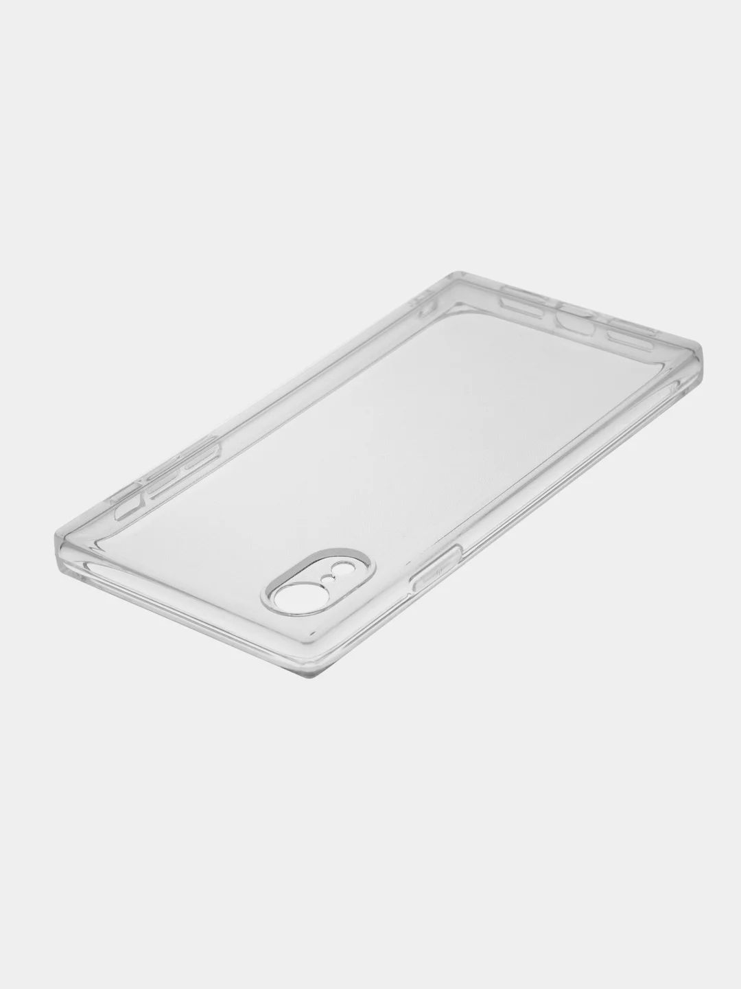 Голубой чехол для Apple iPhone XR силиконовый КАРТОФАН прозрачный прямоугольный с защитой камер
