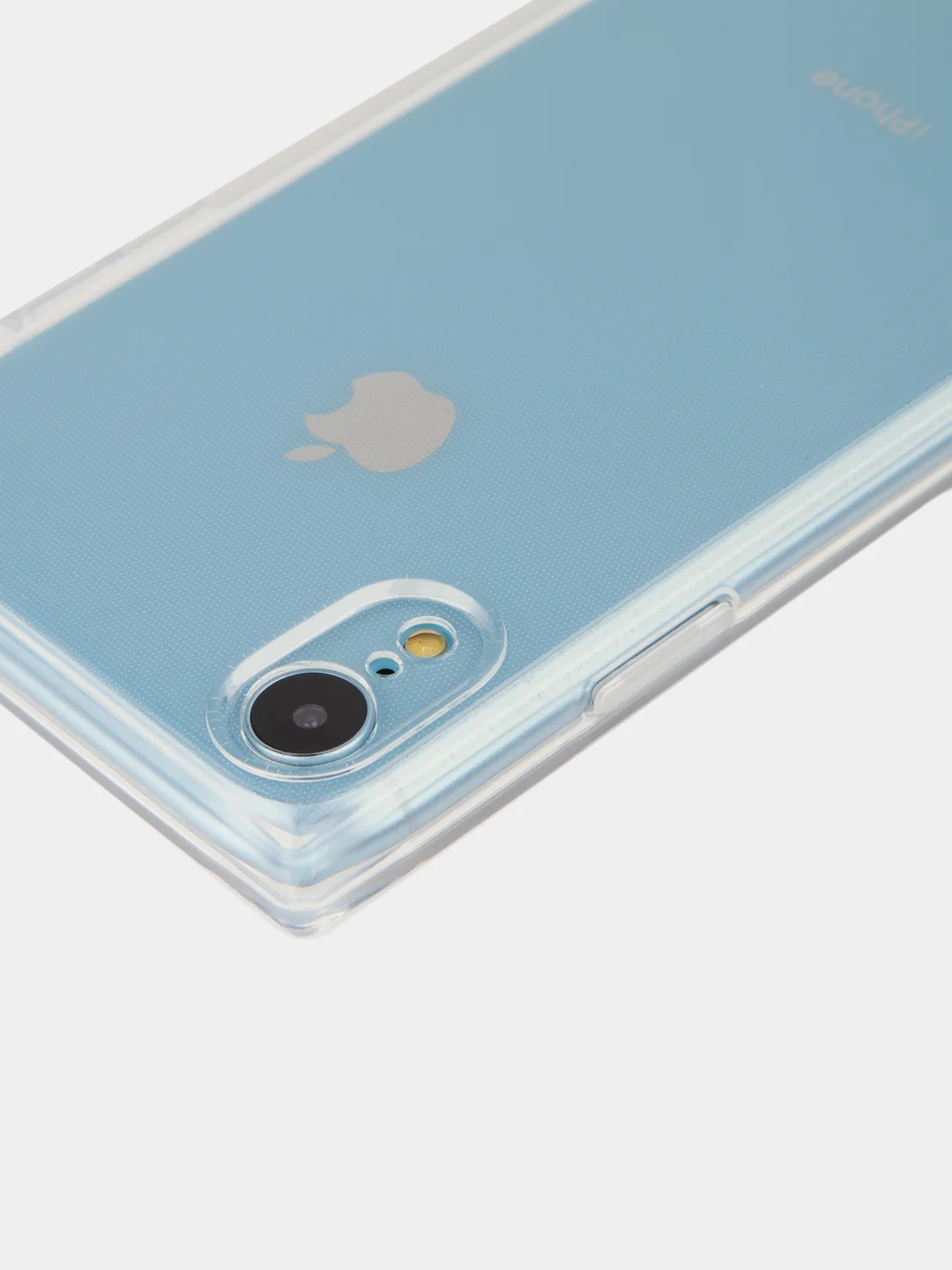 Голубой чехол для Apple iPhone XR силиконовый КАРТОФАН прозрачный прямоугольный с защитой камер