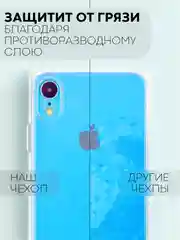Голубой чехол для Apple iPhone XR силиконовый КАРТОФАН прозрачный прямоугольный с защитой камер