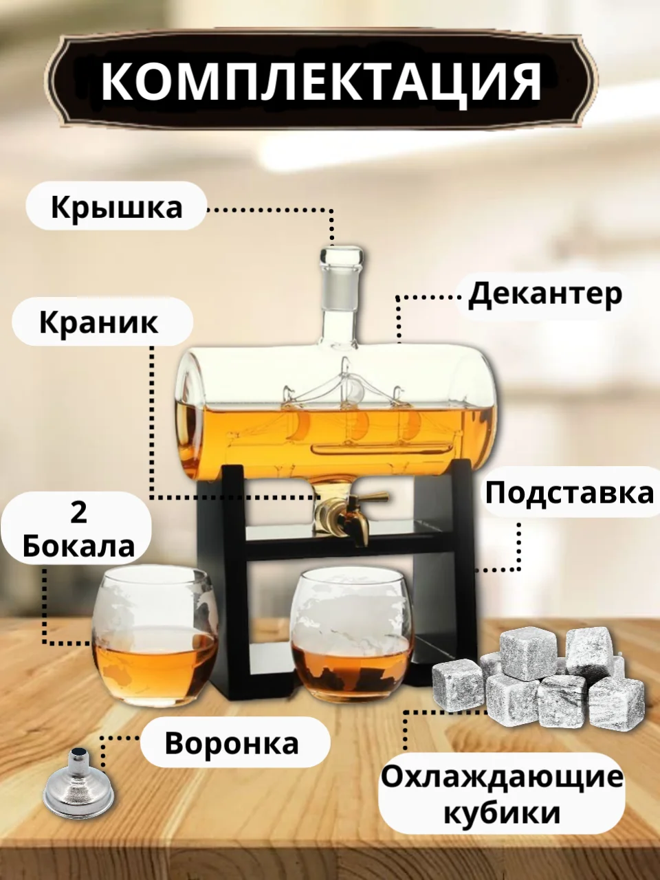 Декантер с бокалами для виски