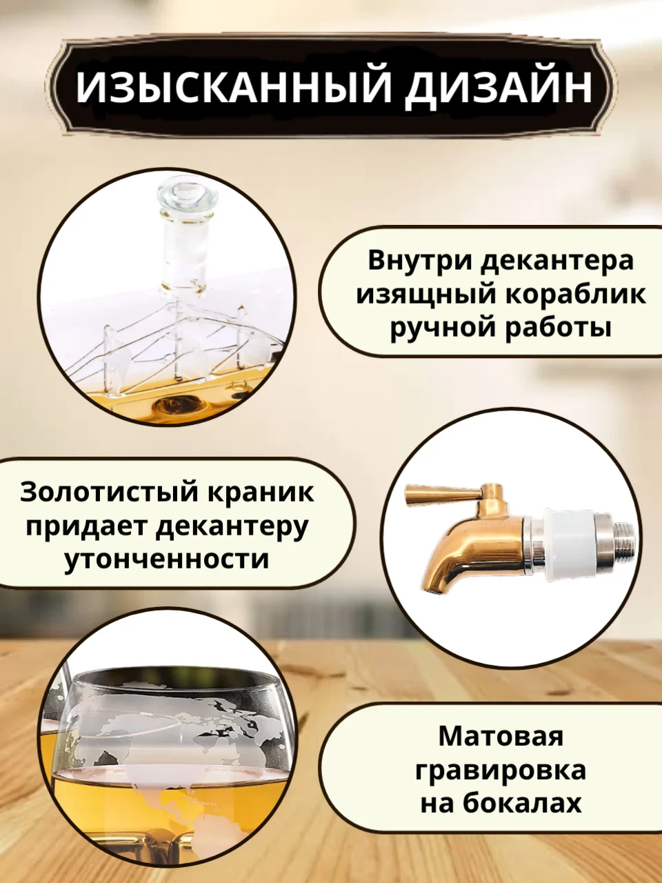 Декантер с бокалами для виски