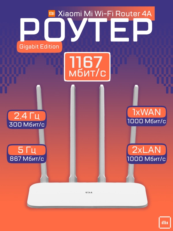 Роутер Xiaomi Mi Wi-Fi Router 4A Gigabit Edition