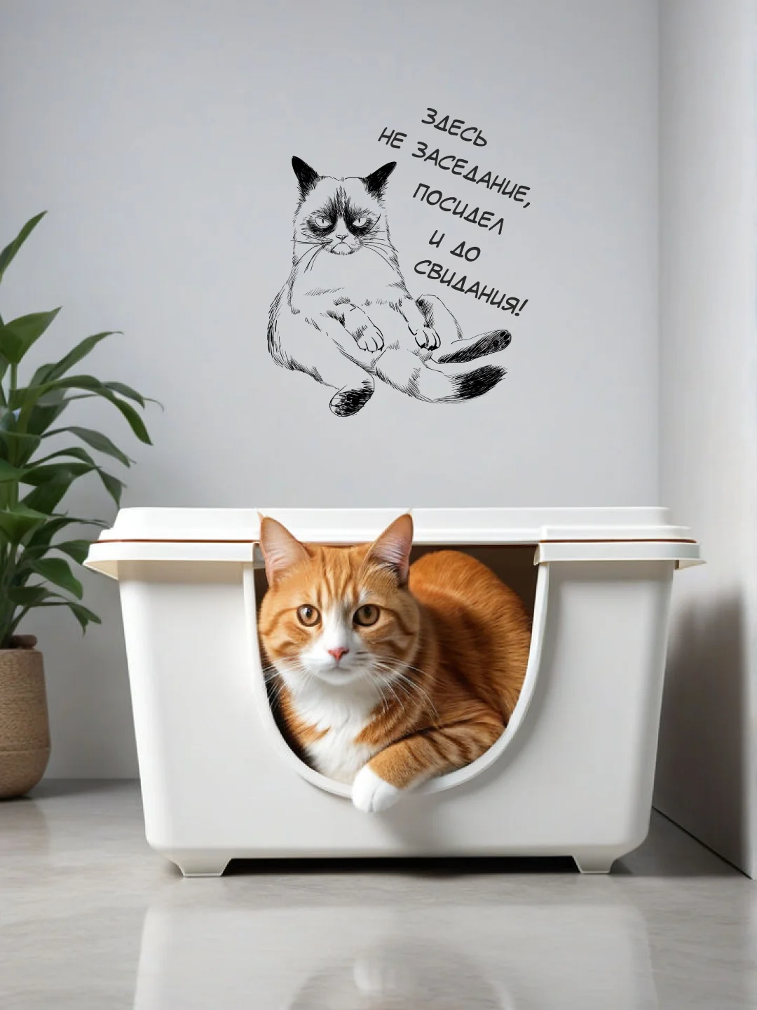 Черный наклейки интерьерные "Коты", на бачок и крышку унитаза