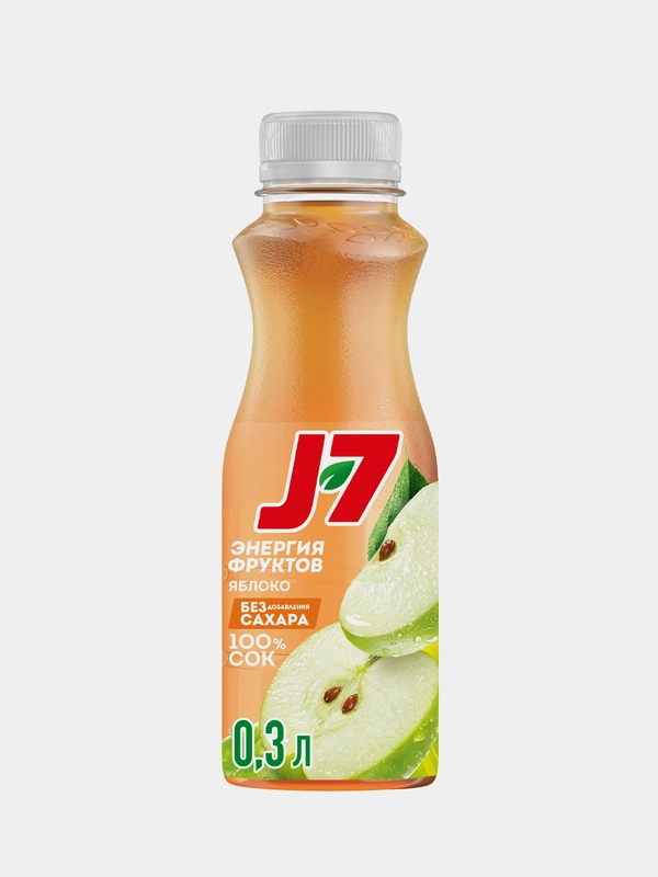Яблочный сок J7, осветленный, 6 штук по 0,3л
