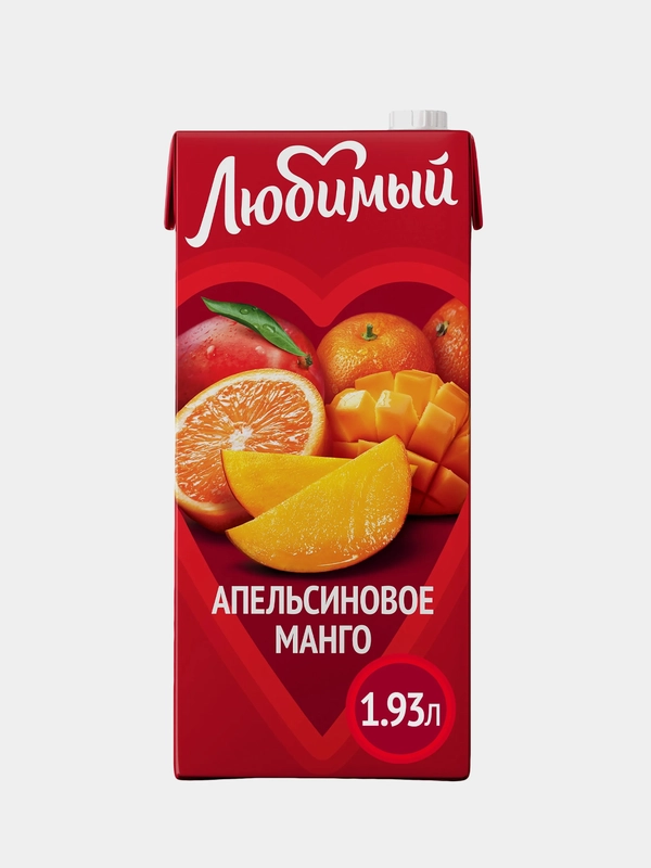 Напиток сокосодержащий Любимый "Апельсиновое Манго", с мякотью, 1,93л
