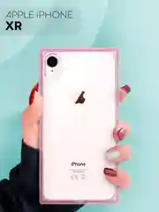Розовый чехол для Apple iPhone XR силиконовый КАРТОФАН прозрачный прямоугольный с защитой камер