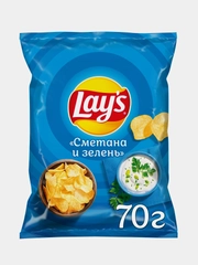 Картофельные чипсы Lays "Сметана и Зелень", 70г