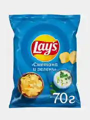 Картофельные чипсы Lays "Сметана и Зелень", 70г