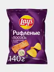 Чипсы картофельные Lays Рифленые "Сливочный лосось", 140г