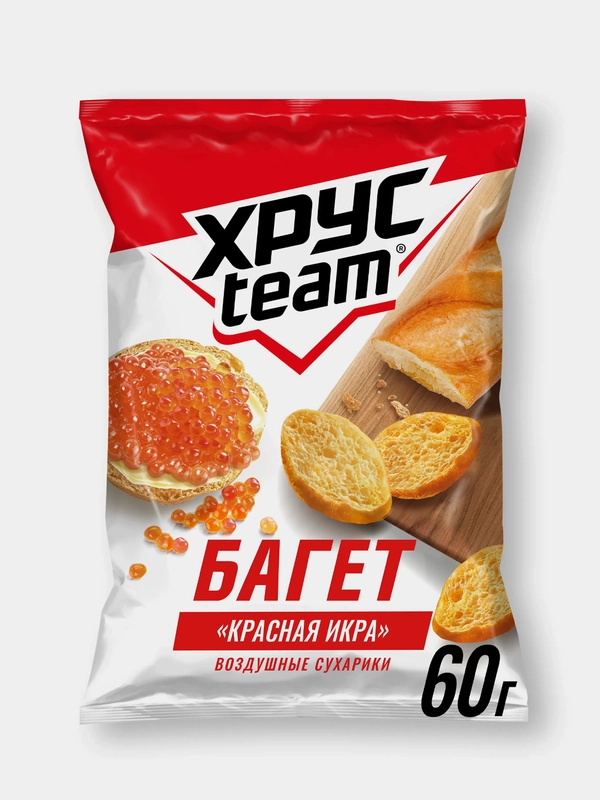 Сухарики Хрусteam Багет "Красная икра", 60г