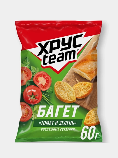 Сухарики Хрусteam Багет "Томат и Зелень", 60г