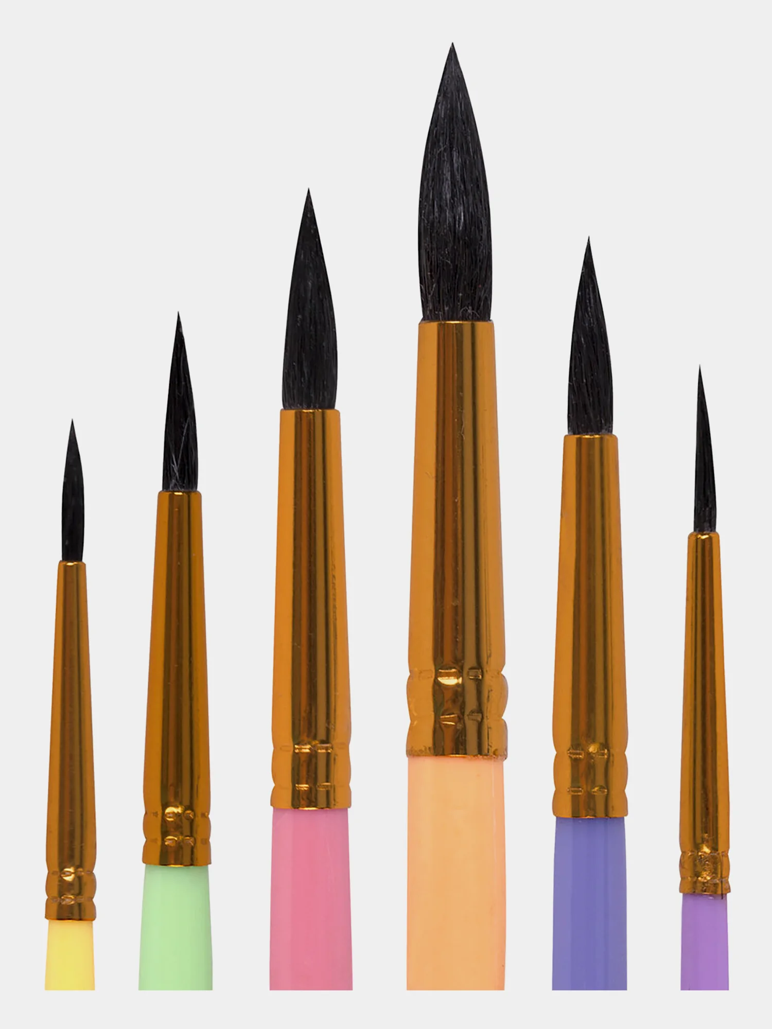 Кисти Brauberg Kids, 201083, для рисования в школу 6 шт, кисточки № 1 2 3 4 5 6, белка
