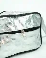 Серый металлик сумка женская, из натуральной кожи