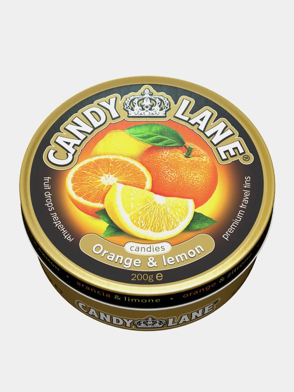 Фруктовые леденцы Candy Lane "Апельсин и лимон", жестяная банка, 200 г