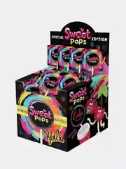 Карамель на палочке SWEET POPS Black, со вкусами кола-лимон-лайм, кола-вишня, шоу-бокс
